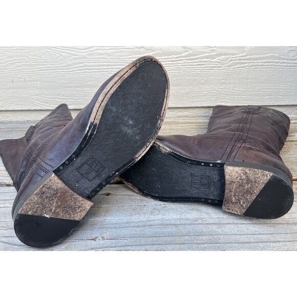 FRYE Anna Women's 9M Leather Mid-Calf Pull On Boots - Brown - Picture 10 of 14